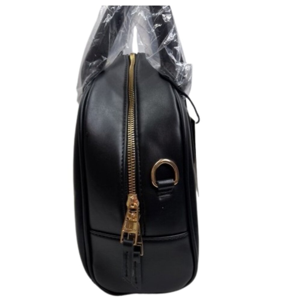 London Fog Mini Smooth PU Satchel/Crossbody/Shoulder Bag Black NWT - Picture 6 of 6
